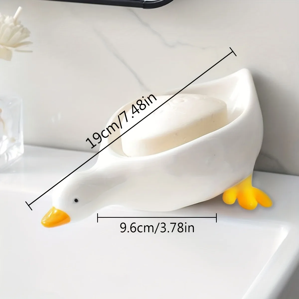 Porte savon salle de bain - canard céramique douce